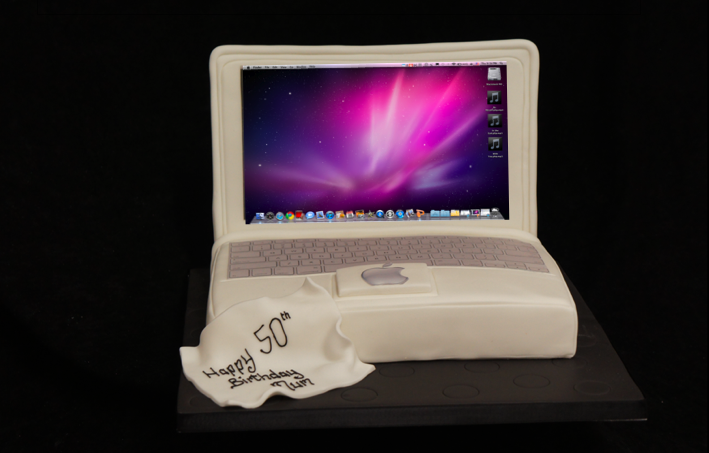 lap top birthday cake by sugarbliss cake company